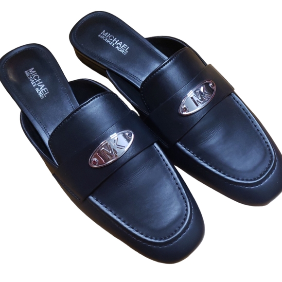 MICHAEL KORS Ashley MK Leather Mules Slip On Shoes - Picture 3 of 6